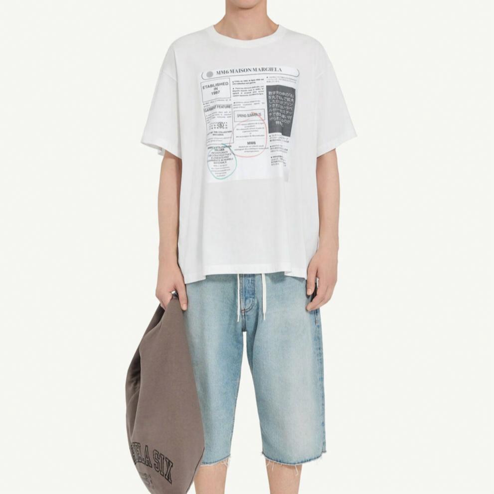 Lookbook MM6 Maison Margiela 报纸印花白色圆领T恤 FW24 SH0GC0043S24312101
