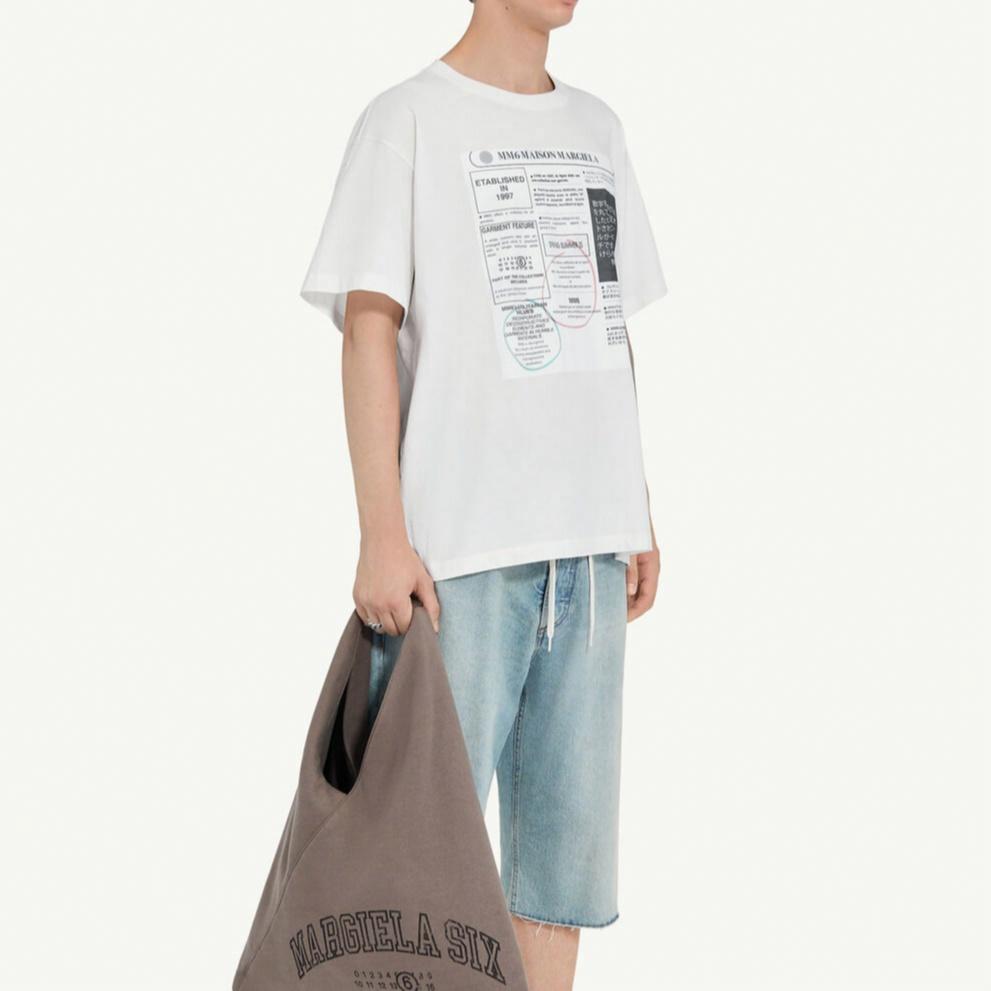 Purchase MM6 Maison Margiela 报纸印花白色圆领T恤 FW24 SH0GC0043S24312101