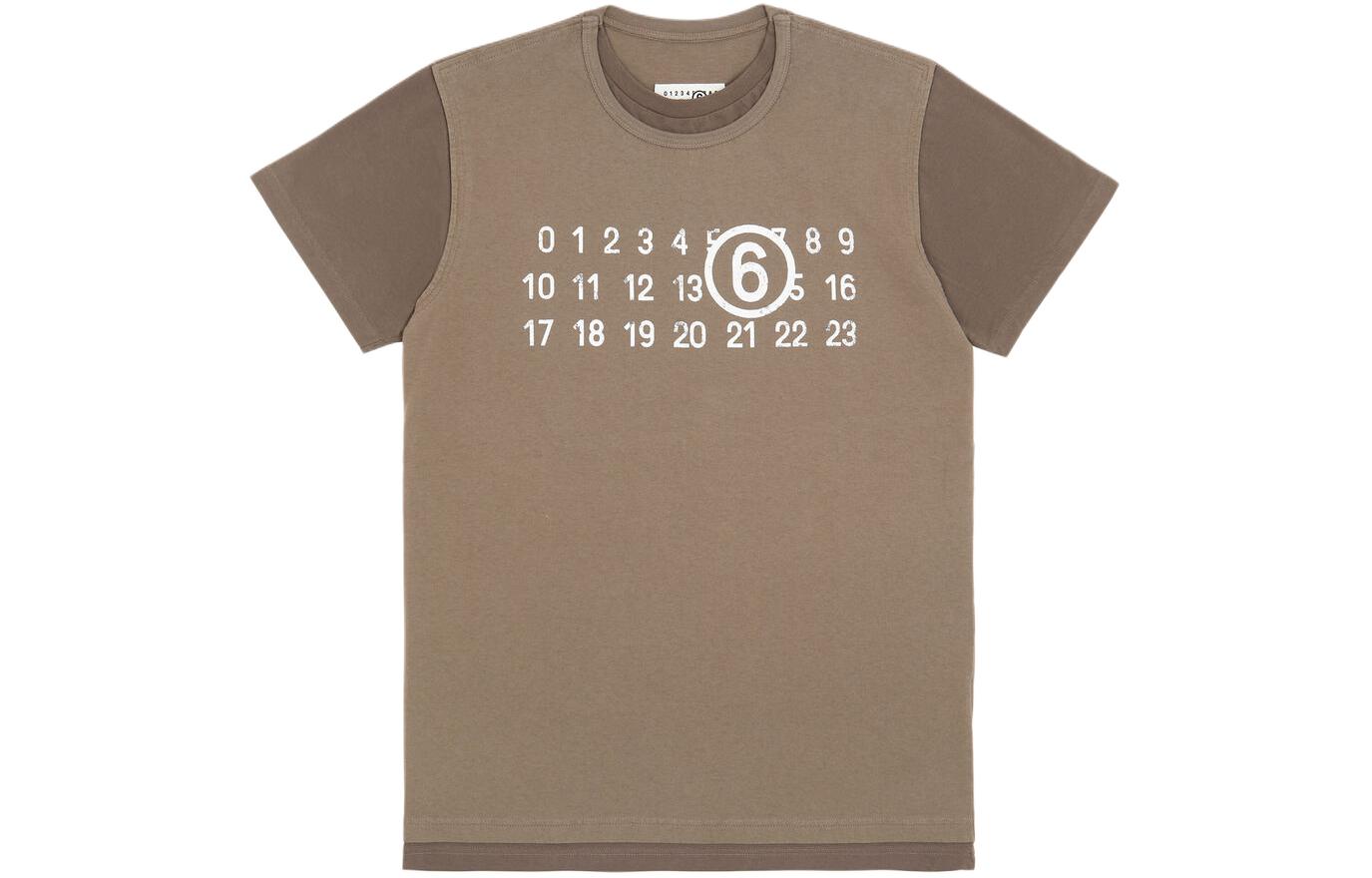 MM6 Maison Margiela Number Graphic Patchwork Unisex T-Shirt Taupe Gray. SH0GC0001STJ391962 圖 2