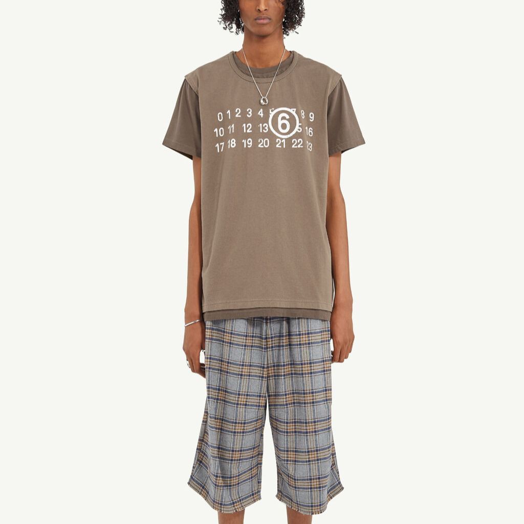 MM6 Maison Margiela Number Graphic Patchwork Unisex T-Shirt Taupe Gray. SH0GC0001STJ391962 圖 3