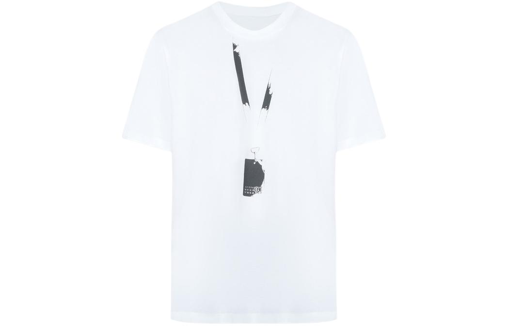 MM6 Maison Margiela Pass Design Graphic Print Cotton T-Shirt Unisex White. SH0GC0011S24312-100
