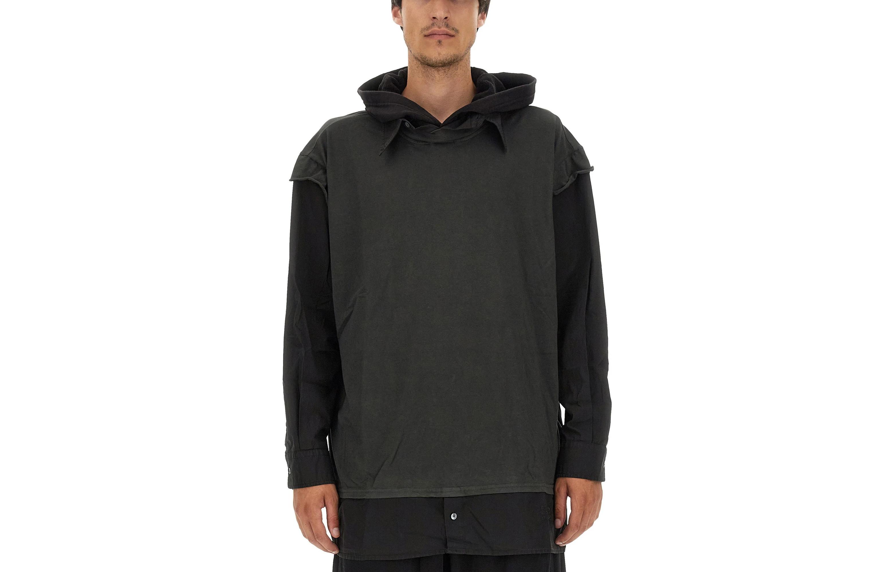 Order MM6 メゾン マルジェラ パッチワーク プルオーバー フーディー ブラック S52NH0010STJ381955