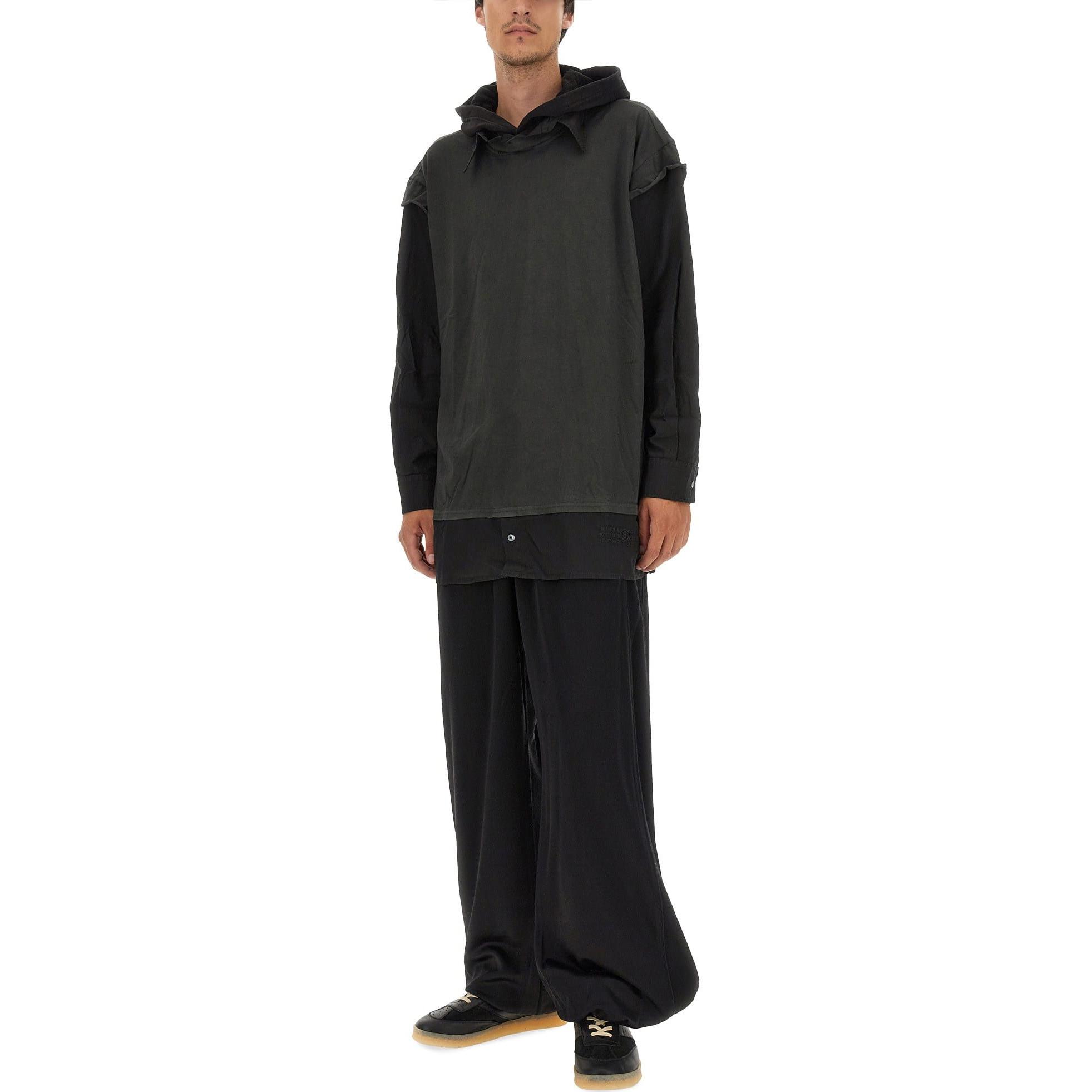 Shop MM6 メゾン マルジェラ パッチワーク プルオーバー フーディー ブラック S52NH0010STJ381955