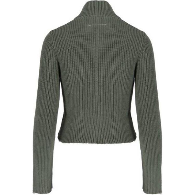 Lookbook MM6 メゾン マルジェラ ソリッド グリーン ジップアップ モックネック セーター S52AM0309M13039702