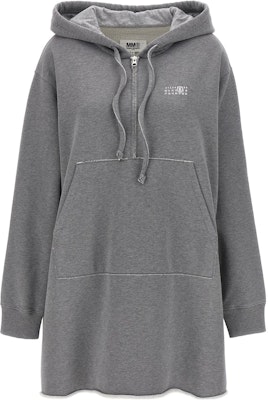 MM6 Maison Margiela Solid Logo Print Hoodie Dress Grey S52DA0013S25387853M Buy MM6 Maison Margiela Solid Logo Print Hoodie Dress Grey S52DA0013S25387853M