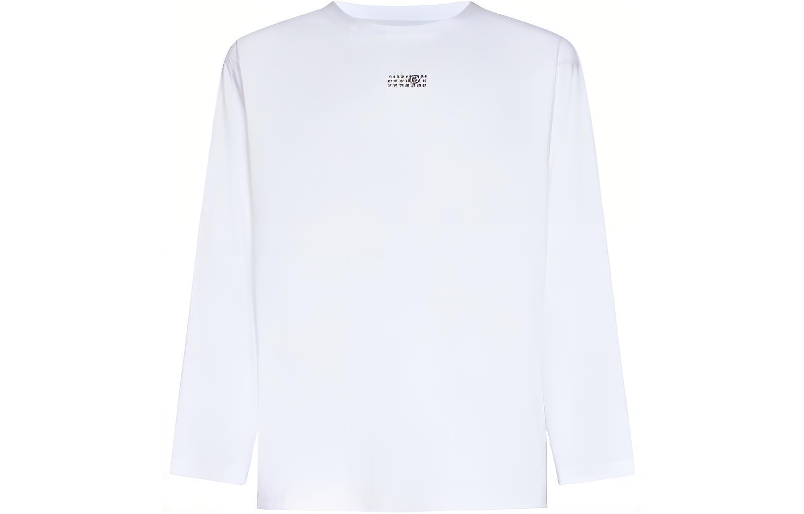 MM6 Maison Margiela Solid White Long Sleeve  Crewneck T-Shirt SH0GC0007S24312100
