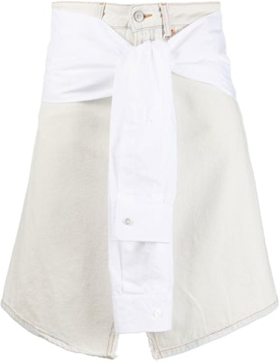 MM6 Maison Margiela SS22 White Minimalist Knot Detail Cropped Denim Skirt. S62MA0078S30460-990 Buy MM6 Maison Margiela SS22 White Minimalist Knot Detail Cropped Denim Skirt. S62MA0078S30460-990