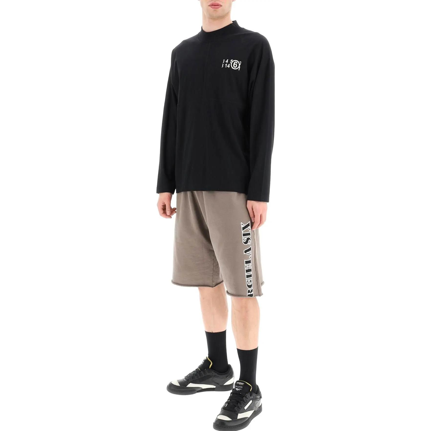 Lookbook MM6 Maison Margiela SS23  Brown Letter Print Knit Sweat Shorts. S52MU0093S25337-816