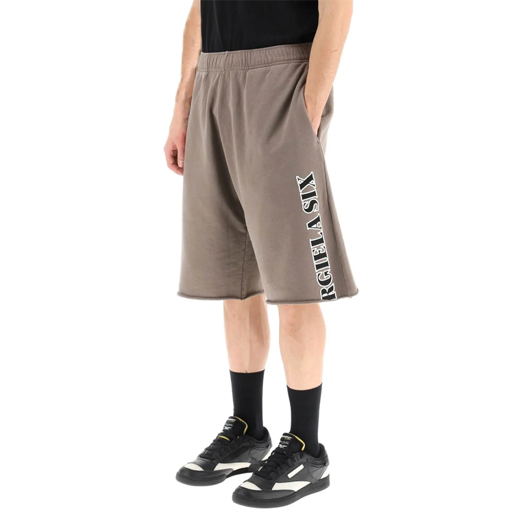 Details for MM6 Maison Margiela SS23  Brown Letter Print Knit Sweat Shorts. S52MU0093S25337-816
