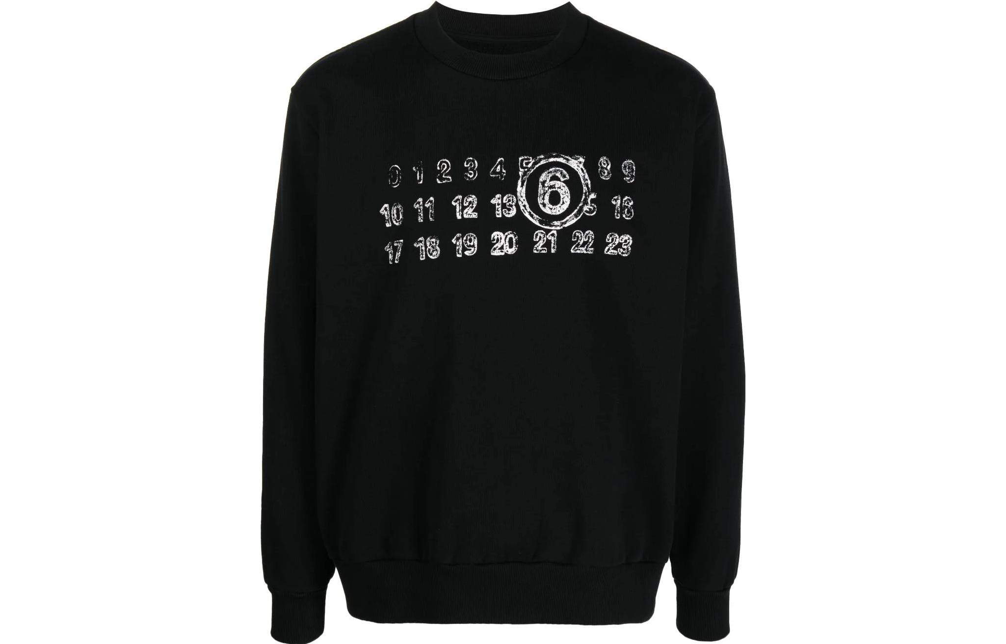MM6 Maison Margiela SS23 Black Letter Logo Long-Sleeve Crewneck Sweatshirt Men S52GU0203S25387