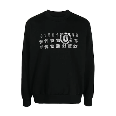MM6 Maison Margiela SS23 Black Letter Logo Long-Sleeve Crewneck Sweatshirt Men S52GU0203S25387
