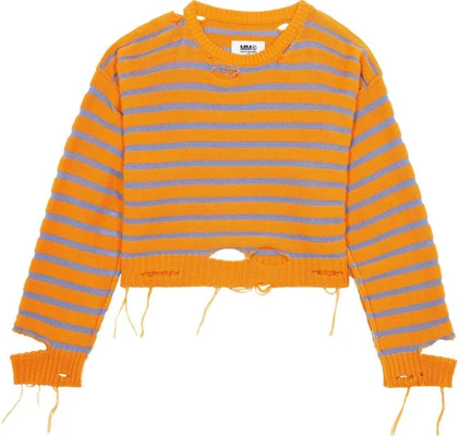 MM6 Maison Margiela SS23 条纹破洞针织衫 男女同款 橙色毛衣。 S52GP0141S18192002F Buy MM6 Maison Margiela SS23 条纹破洞针织衫 男女同款 橙色毛衣。 S52GP0141S18192002F