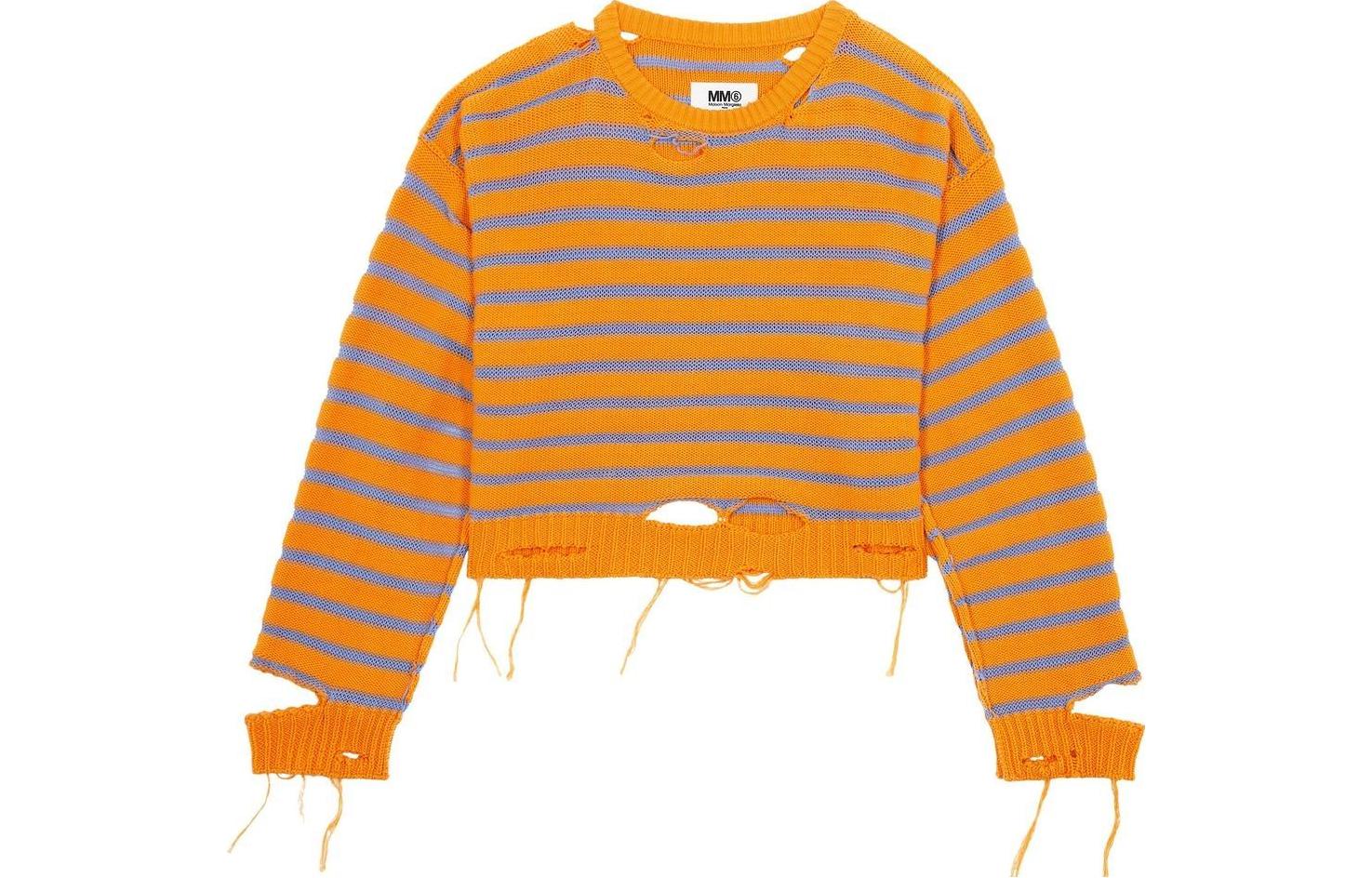 MM6 Maison Margiela SS23 Distressed Striped Pullover Sweater Unisex Orange. S52GP0141S18192002F 圖 2