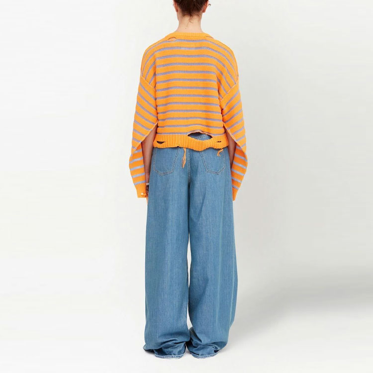 MM6 Maison Margiela SS23 Distressed Striped Pullover Sweater Unisex Orange. S52GP0141S18192002F 圖 4