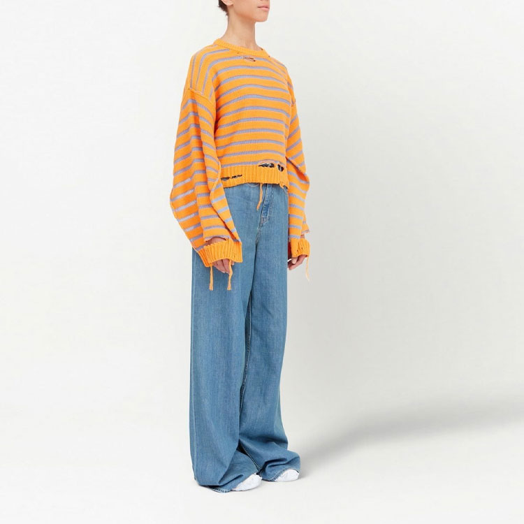 MM6 Maison Margiela SS23 Distressed Striped Pullover Sweater Unisex Orange. S52GP0141S18192002F 圖 5
