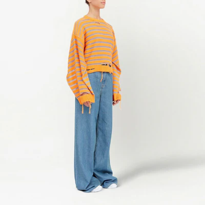 MM6 Maison Margiela SS23 条纹破洞针织衫 男女同款 橙色毛衣。 S52GP0141S18192002F Purchase MM6 Maison Margiela SS23 条纹破洞针织衫 男女同款 橙色毛衣。 S52GP0141S18192002F