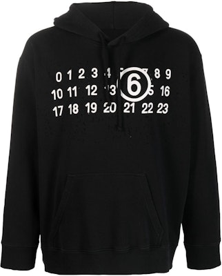 MM6 Maison Margiela SS23 數字印花黑色長袖連帽衫. S62GU0112S25454-900 Order MM6 Maison Margiela SS23 數字印花黑色長袖連帽衫. S62GU0112S25454-900