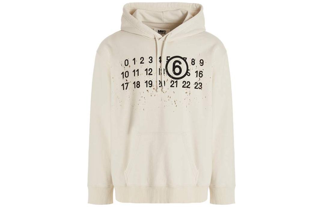 MM6 Maison Margiela SS23 Numeric Print Hoodie Beige -  Long Sleeve S62GU0112S25454-722