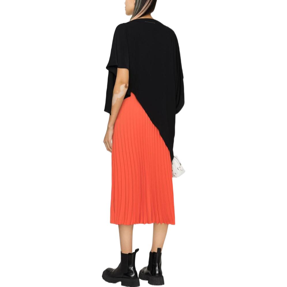 Shop MM6 Maison Margiela SS23 Orange High-Waisted Pleated Maxi Skirt S52MA0186S43455-204