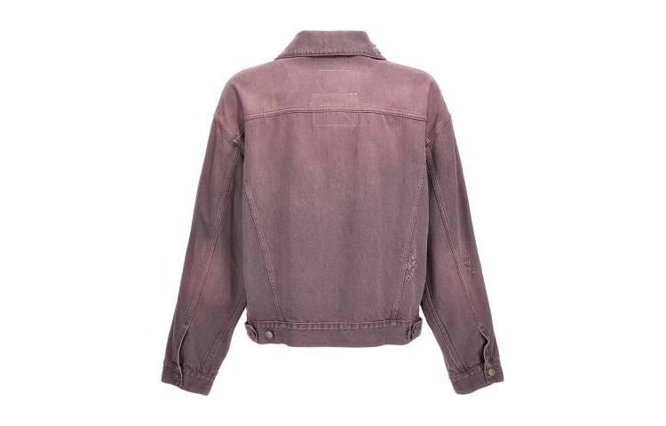 MM6 Maison Margiela SS23 Vintage Washed Denim Jacket Men’s Purple Red S62AN0098S30863-252