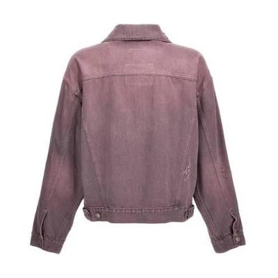 MM6 Maison Margiela SS23 Vintage Washed Denim Jacket Men’s Purple Red S62AN0098S30863-252