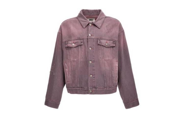 Shop MM6 Maison Margiela SS23 復古洗舊紫紅色丹寧外套 男款 S62AN0098S30863-252