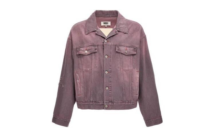 Cheap MM6 Maison Margiela SS23 復古洗舊紫紅色丹寧外套 男款 S62AN0098S30863-252