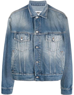 MM6 Maison Margiela SS23 Jaket Denim Crop Biru Lelaki Washed Distressed S52AM0228S30589973 Order MM6 Maison Margiela SS23 Jaket Denim Crop Biru Lelaki Washed Distressed S52AM0228S30589973