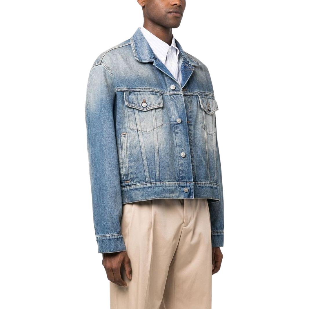 Purchase MM6 Maison Margiela SS23 Jaket Denim Crop Biru Lelaki Washed Distressed S52AM0228S30589973