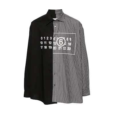 MM6 Maison Margiela SS24 Black Striped Long-Sleeve Relaxed Shirt SH0DT0016MTN013-BLACK