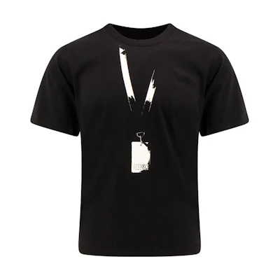 MM6 Maison Margiela SS24 Graphic Print Black Cotton Crewneck T-Shirt. SH0GC0011S24312900