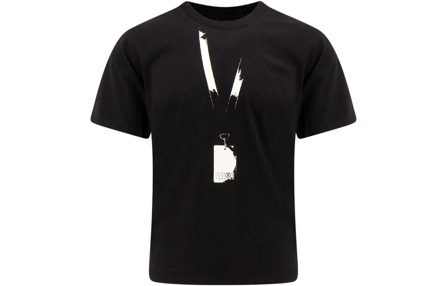 Order MM6 Maison Margiela SS24 Graphic Print Black Cotton Crewneck  T-Shirt. SH0GC0011S24312900