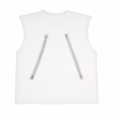 MM6 Maison Margiela SS24 White Sleeveless Tank with Metal Zipper Unisex SH0NL0003S23588100