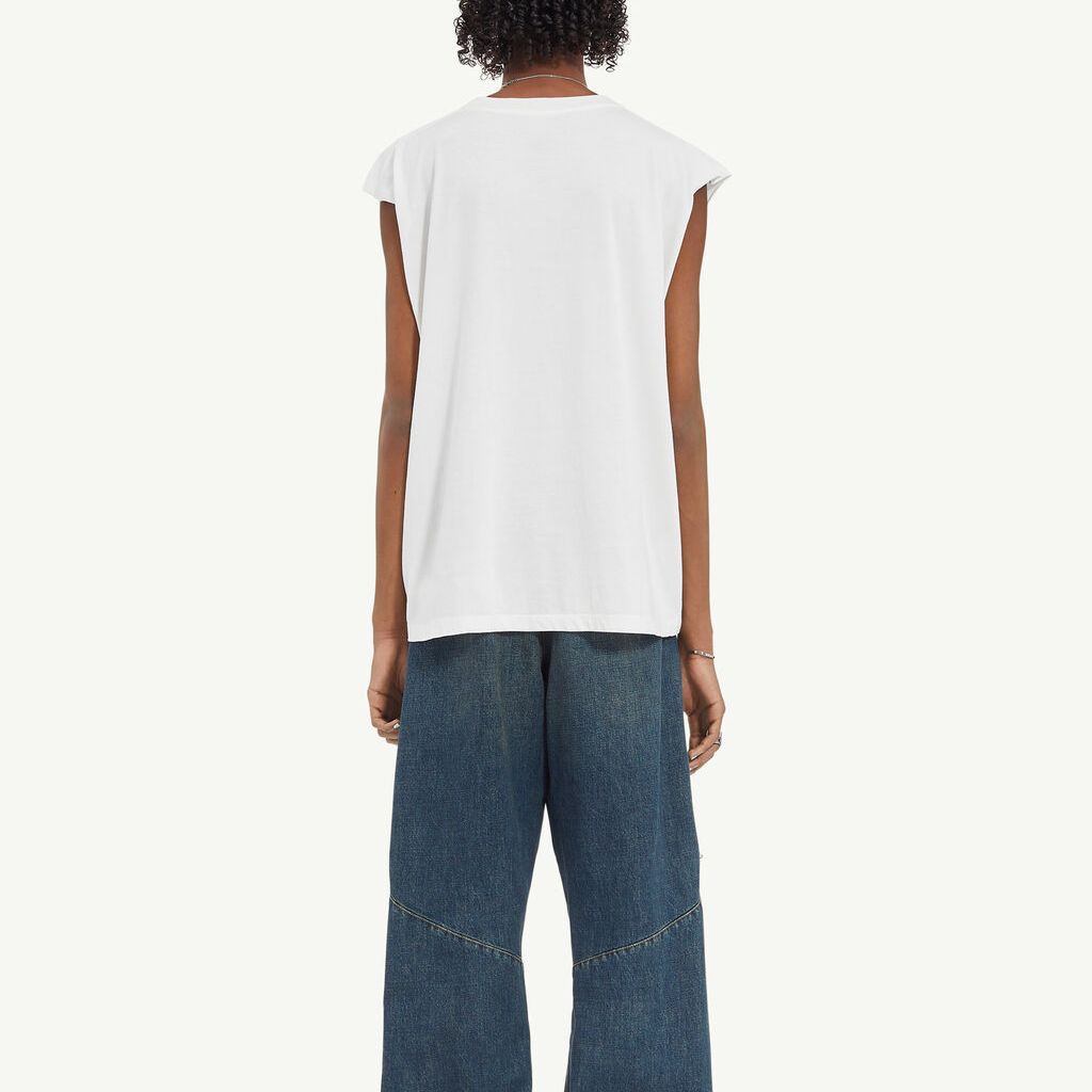 Shop MM6 Maison Margiela SS24 白色無袖金屬拉鍊背心 男女同款 SH0NL0003S23588100