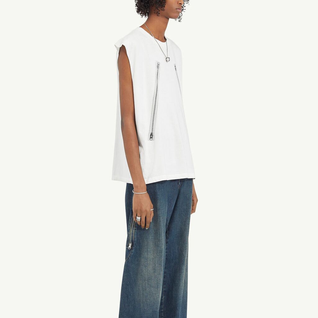 Purchase MM6 Maison Margiela SS24 白色無袖金屬拉鍊背心 男女同款 SH0NL0003S23588100