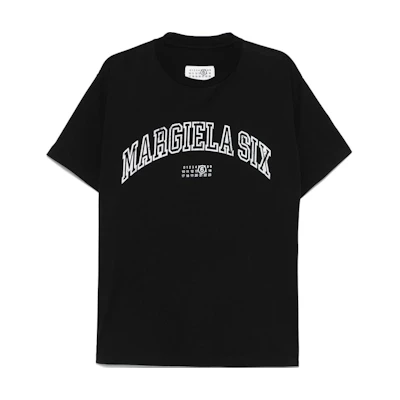 MM6 Maison Margiela SS25 Logo Print Oversized Black T-Shirt for Men. SH0GC0046S24312-900