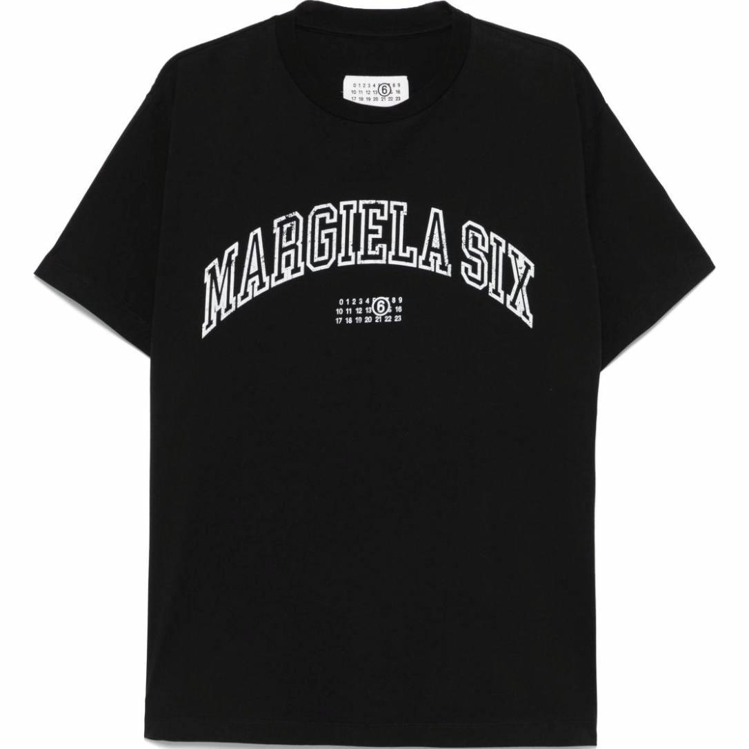 Order MM6 Maison Margiela SS25 Logo Print Oversized Black T-Shirt for Men. SH0GC0046S24312-900