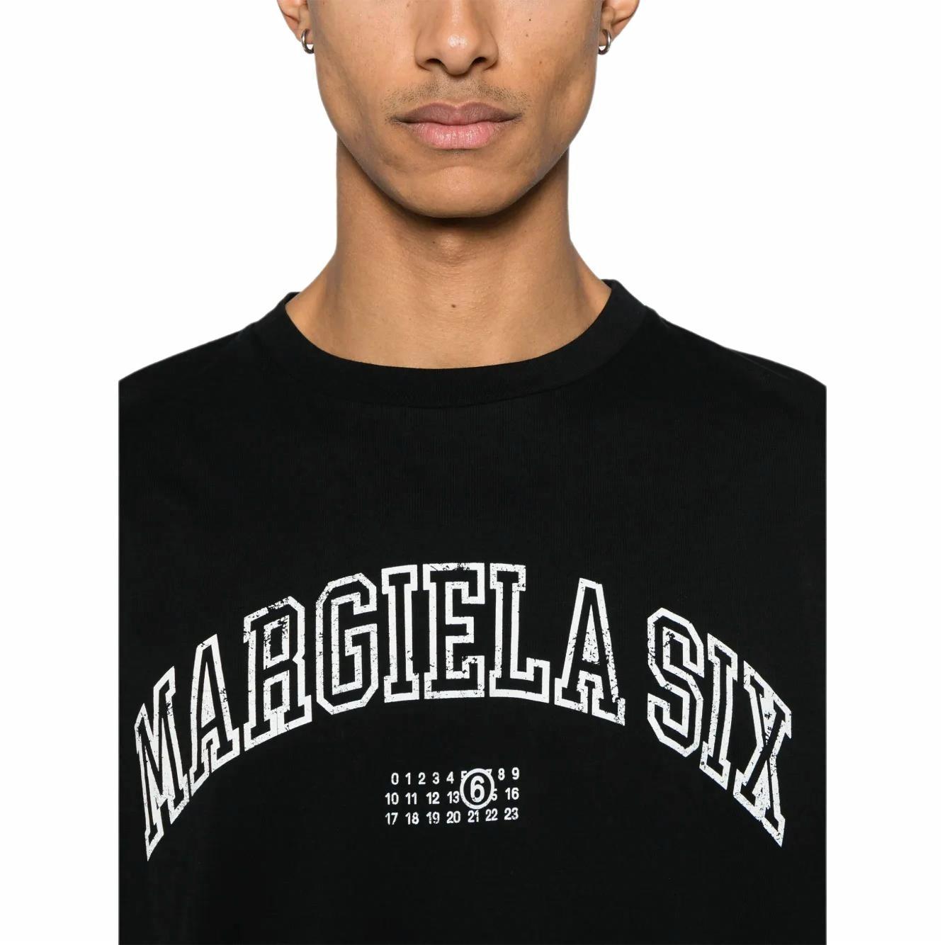 Purchase MM6 Maison Margiela SS25 Logo Print Oversized Black T-Shirt for Men. SH0GC0046S24312-900