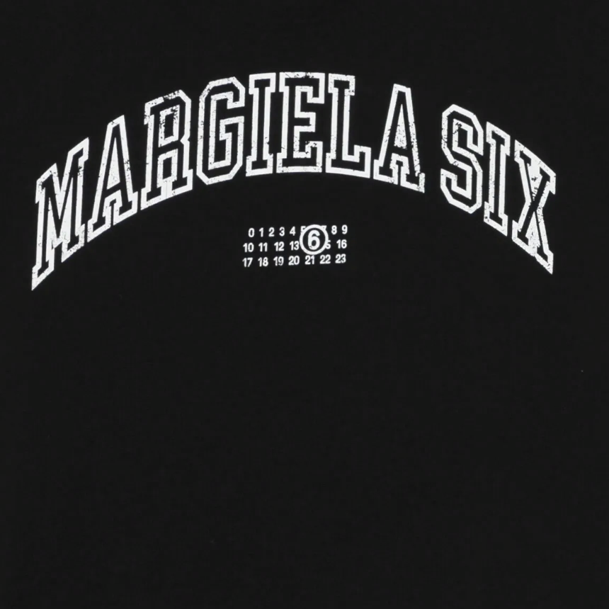 Details for MM6 Maison Margiela SS25 Logo Print Oversized Black T-Shirt for Men. SH0GC0046S24312-900