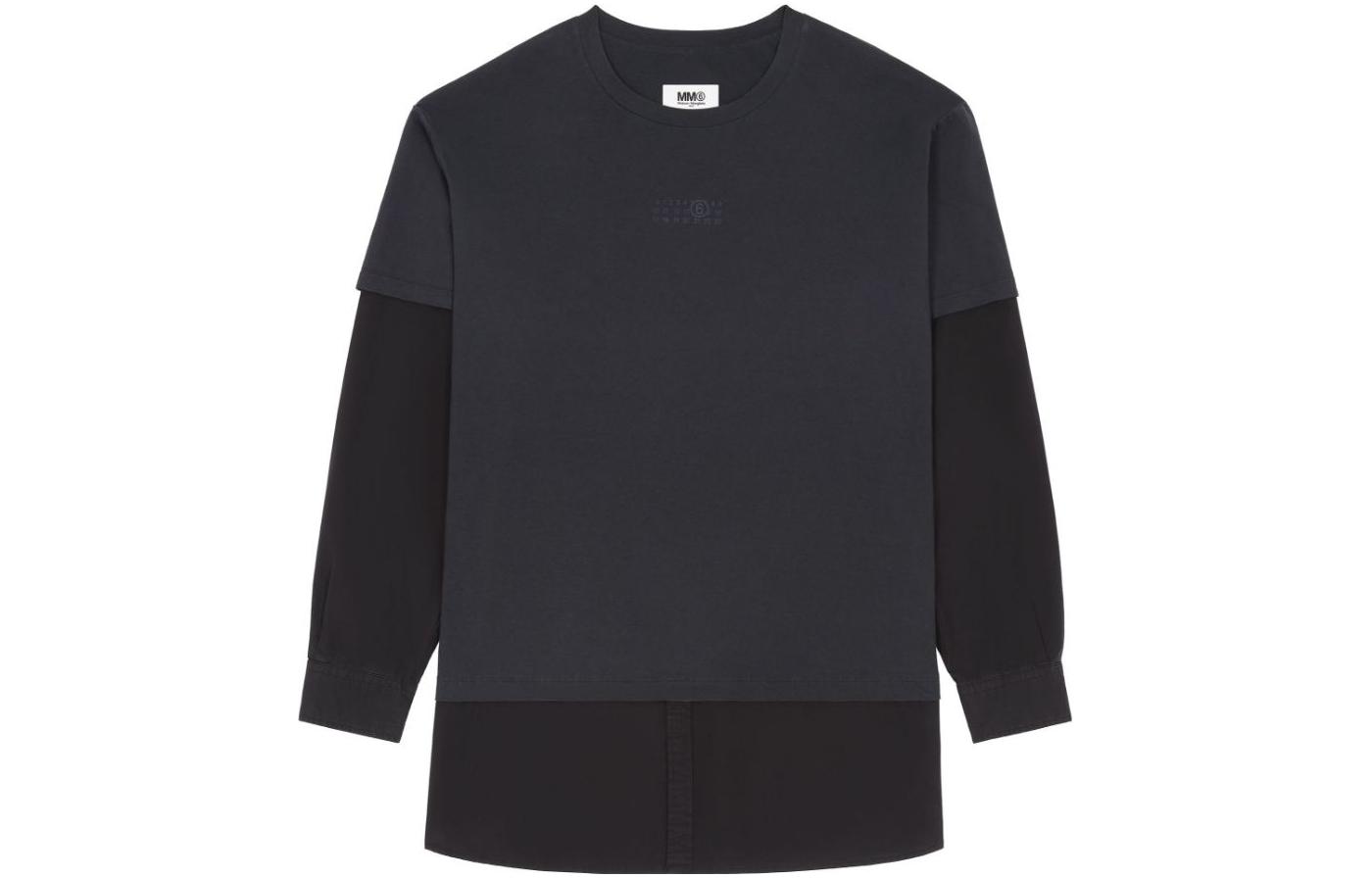 MM6 Maison Margiela Two-Tone Layered Long-Sleeve Shirt Black S52NH0007STJ381