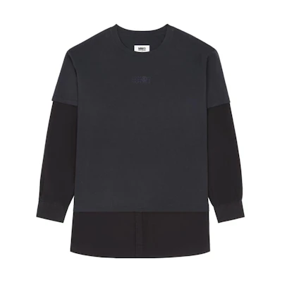 MM6 Maison Margiela Two-Tone Layered Long-Sleeve Shirt Black S52NH0007STJ381