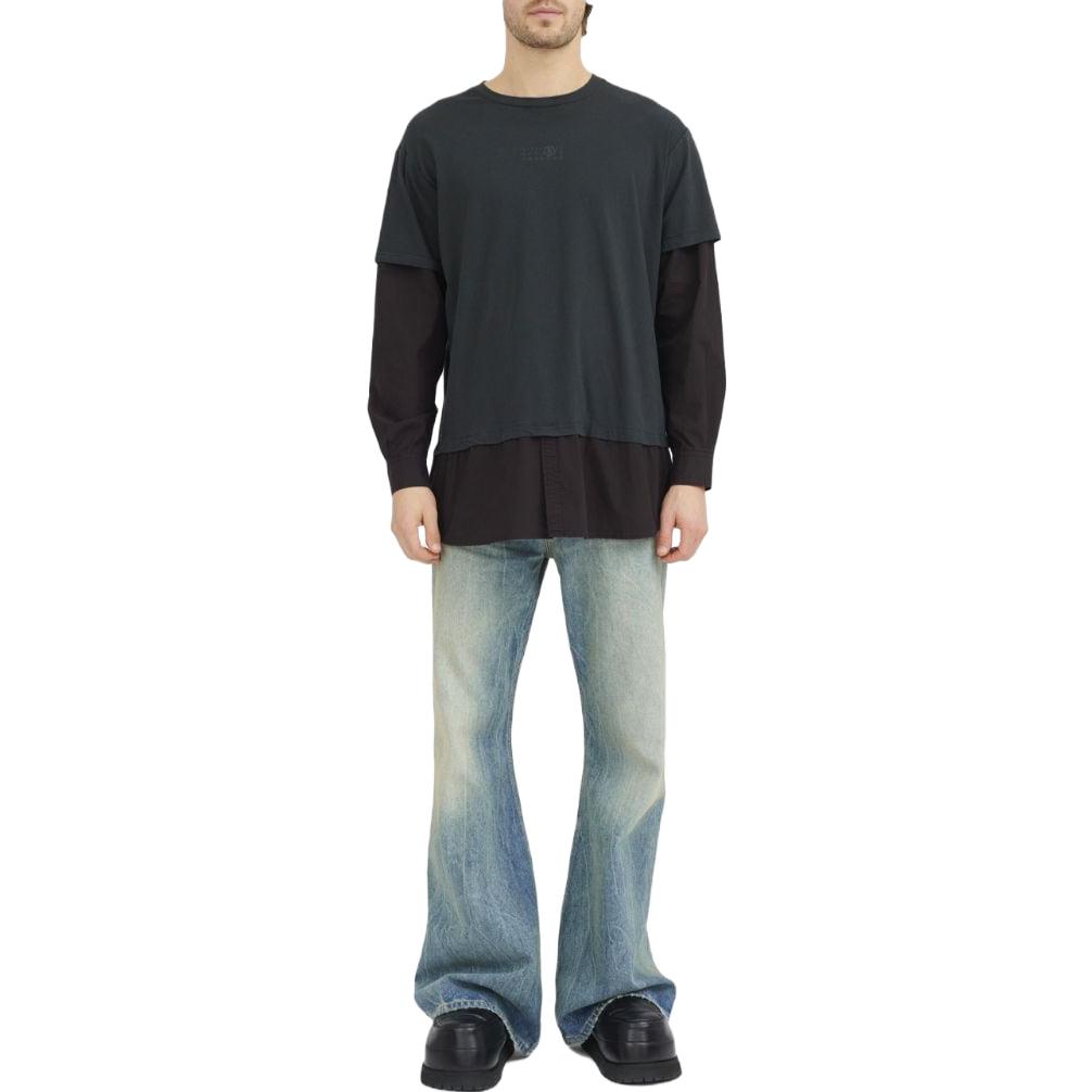 Lookbook MM6 Maison Margiela 雙色拼接長袖襯衫 黑色 S52NH0007STJ381