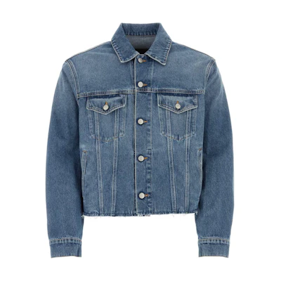 MM6 Maison Margiela Washed Denim Jacket Blue Long Sleeve Button-Up SH0AM0026S30589965