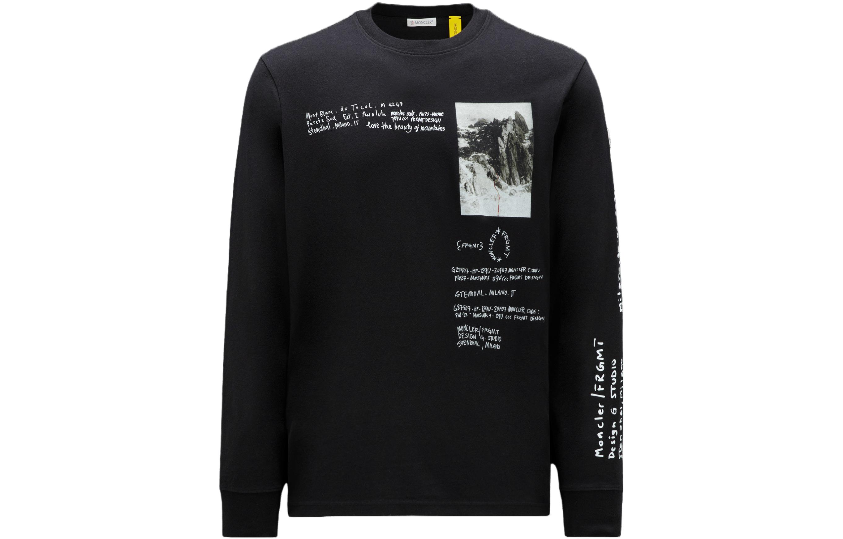 Moncler × Fragment Design Cliff Print Unisex Black Long Sleeve Sweatshirt I209U8D00002M3265999