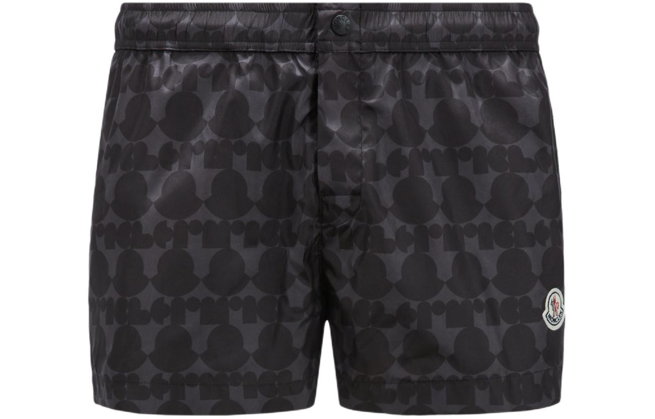 Order Moncler  Adjustable Waist Swim Shorts Black/Grey All-Over Print J10912C00016597KQS98