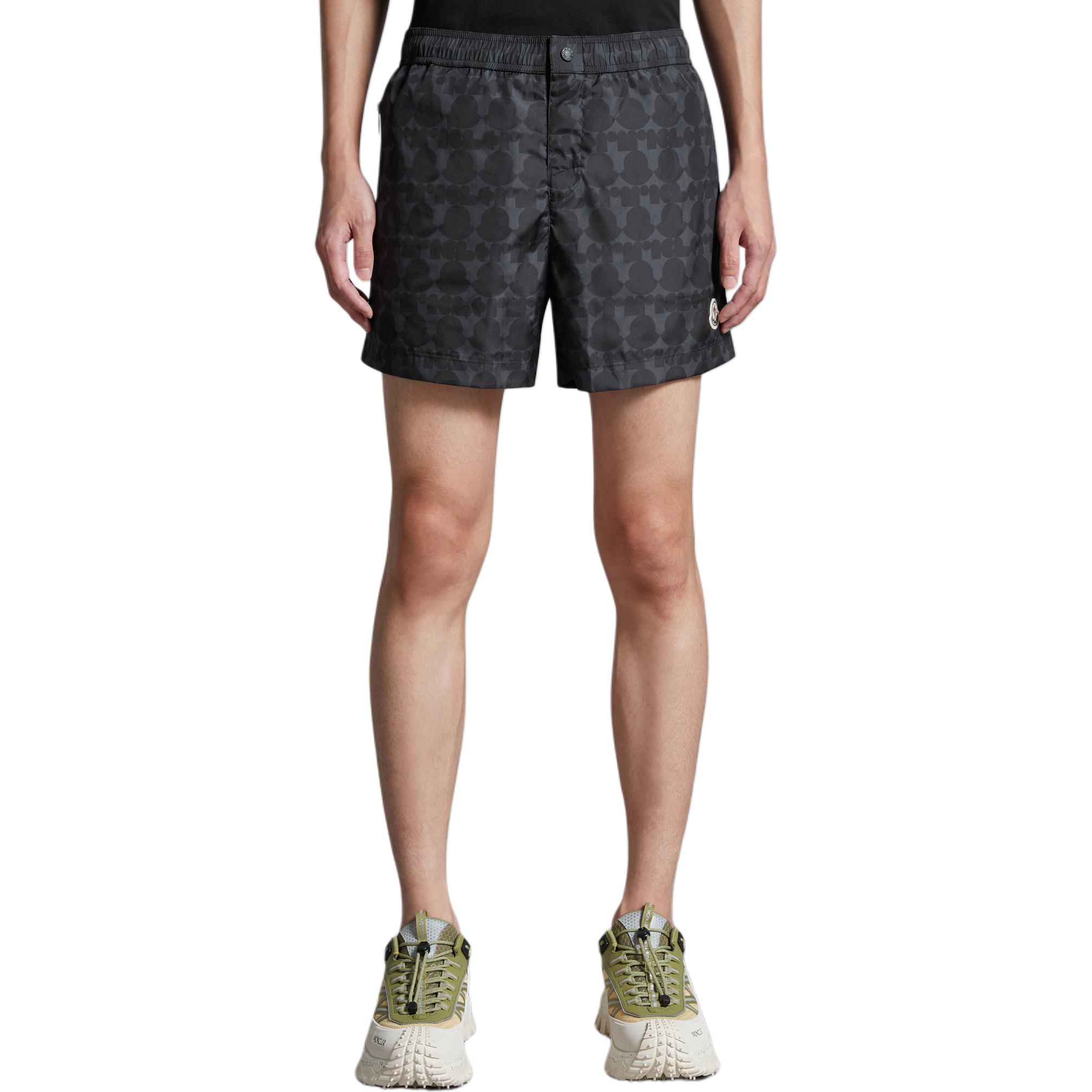 Lookbook Moncler  Adjustable Waist Swim Shorts Black/Grey All-Over Print J10912C00016597KQS98