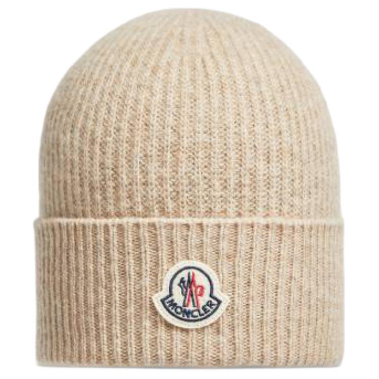 Lookbook 몽클레어 베이지 캐시미어 니트 비니 - 솔리드 디자인. J20913B00065M1900231