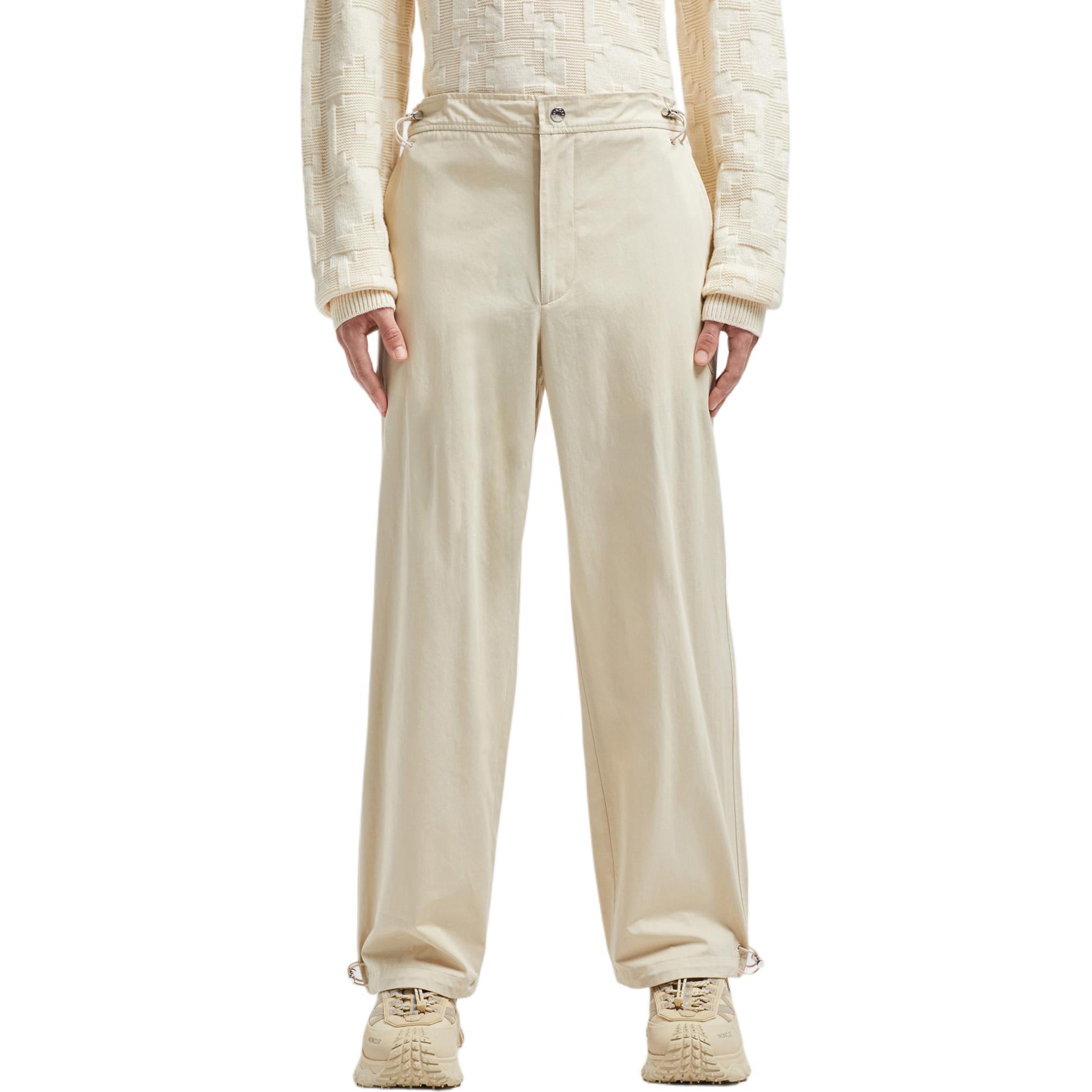 Shop Moncler 米色簡約休閒長褲 - 舒適設計配拉鍊細節。 J20912A00004596WT20N