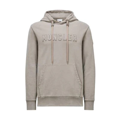Moncler Beige Hoodie Pullover with Letter Print Long Sleeves. J10918G0003089AHE22E