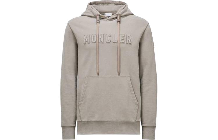 Order Moncler Hoodie Beige Pullover Lengan Panjang dengan Cetak Huruf. J10918G0003089AHE22E